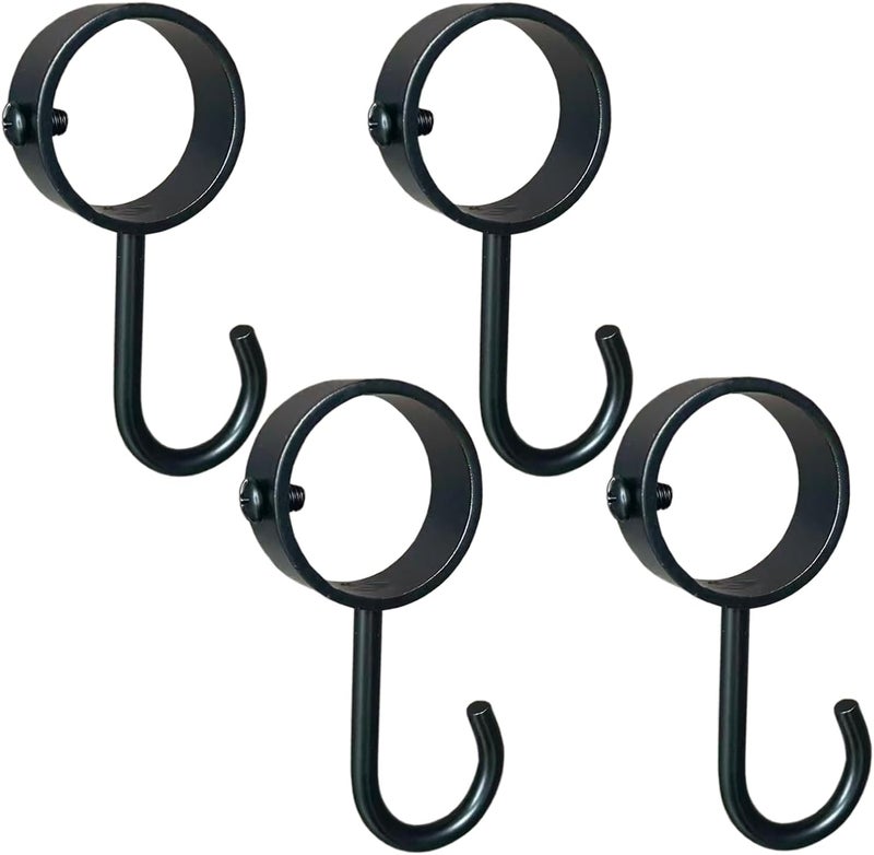OperSeven 4 Pack Stainless Steel Closet Rod Hooks, Black Heavy Duty Utility Hooks forWardrobe, Kitchen, Balcony Fit for 1-1/4 Inch（32mm） Rod (Flange hook) - Image 1